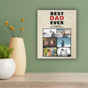 Rustic Best Dad Ever Father`s Day 6 Photo Collage Acrylic Photo Tile