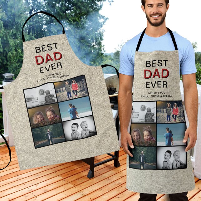 Rustic Best Dad Ever Father`s Day 6 Photo Collage  Apron (Creator Uploaded)