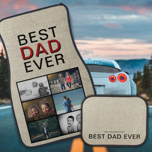 Rustic Best Dad Ever Father`s Day 6 Photo Collage Car Floor Mat