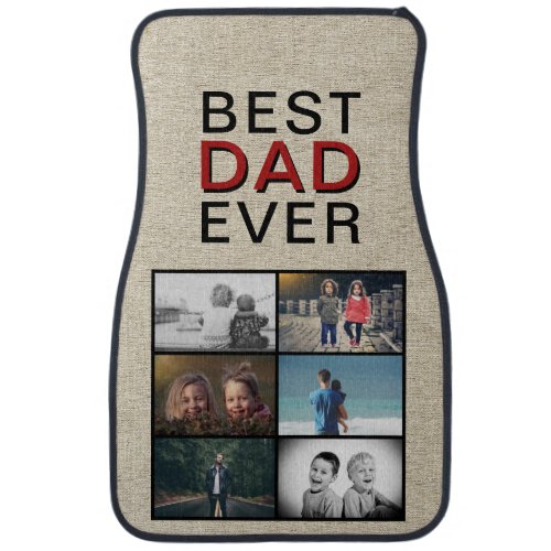 Rustic Best Dad Ever Fathers Day 6 Photo Collage  Car Floor Mat