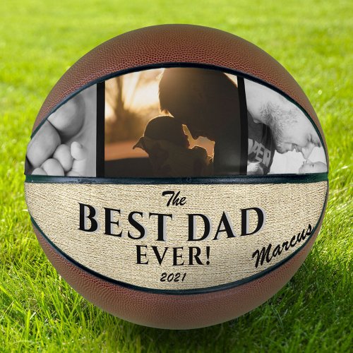 Rustic Best Dad Ever Fathers Day Keepsake 3 Photo Basketball