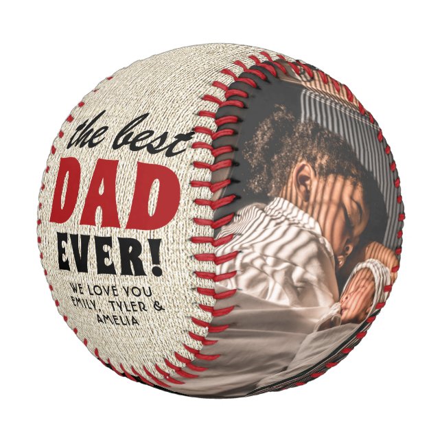 Rustic Best Dad Ever Father`s Day Photo Collage Baseball (Angled)