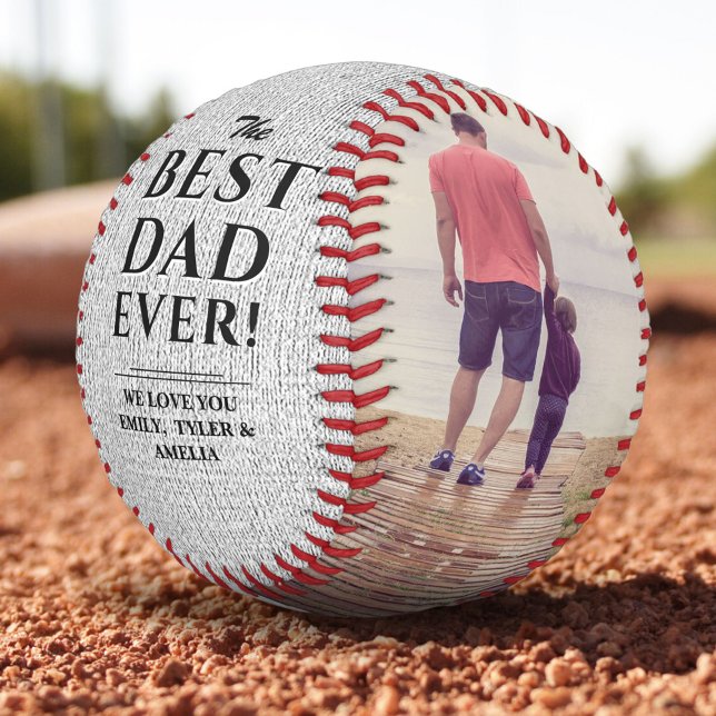 Rustic Best Dad Ever Father`s Day Photo Collage Baseball (Creator Uploaded)