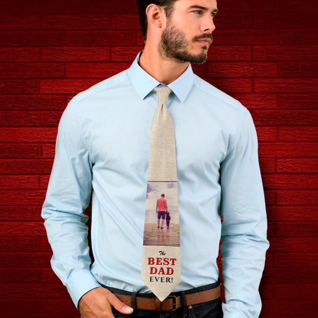 Rustic Best Dad Ever Father`s Day Photo Neck Tie (Creator Uploaded)