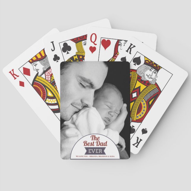 Rustic Best Dad Ever Father`s Day Photo Poker Cards (Back)