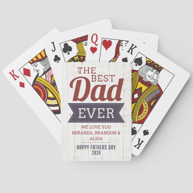 Rustic Best Dad Ever Father`s Day Poker Cards (Back)