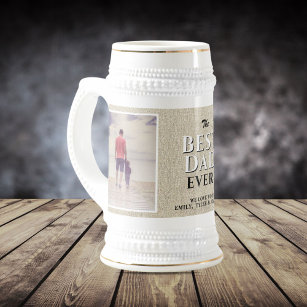 Rustic Best Dad Ever Photo Father`s Day  Beer Stein