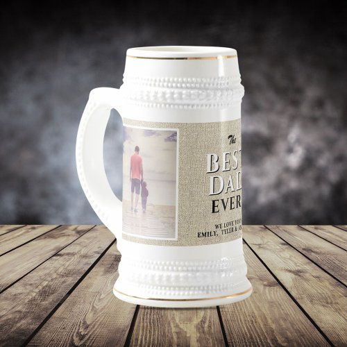 Rustic Best Dad Ever Photo Fathers Day  Beer Stein