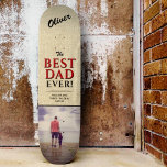 Rustic Best Dad Ever Typography Photo Skateboard<br><div class="desc">Rustic Best Dad Ever Typography Photo skateboard with names. Trendy red and black typography is on a beige rustic background. Add your favorite photo and your names in the sweet message. This modern custom and personalized skateboard is a perfect gift for a dad or a new dad on Father`s Day,...</div>