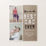 Rustic Best dad Family 2 Photo  Jigsaw Puzzle<br><div class="desc">Rustic Best dad Family 2 Photo Puzzle. Collage of 2 photos,  father`s name with a sweet message in a trendy script and names of children. Add your two favorite family photos. Sweet personalized keepsake and a gift for birthday,  Father`s Day or Christmas for a dad,  new dad or grandfather.</div>