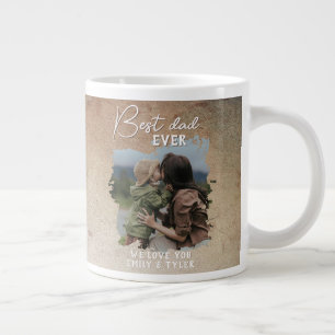 Rustic Best Dad Family Photo Father`s Day  Giant Coffee Mug