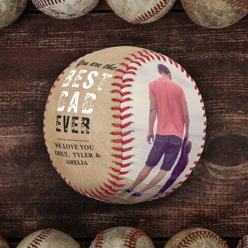 Rustic Best Dad Fathers Day 2 Photo Collage Baseball