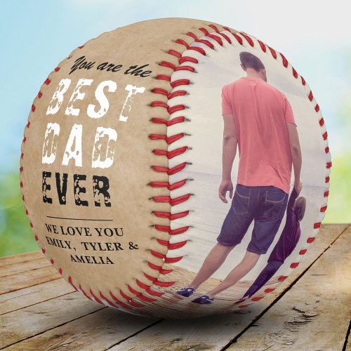 Rustic Best Dad Fathers Day 2 Photo Collage Softball