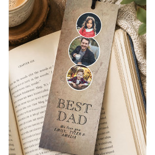 Rustic Best Dad Father`s Day 3 Oval Photo Collage Bookmarks