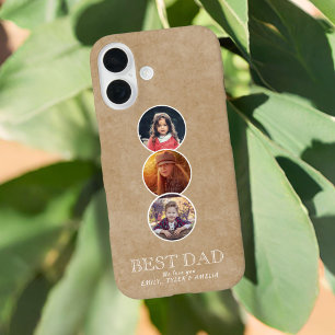 Rustic Best Dad Father`s Day 3 Oval Photo Collage iPhone 16 Case