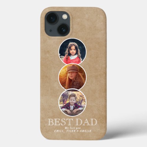 Rustic Best Dad Fathers Day 3 Oval Photo Collage iPhone 13 Case