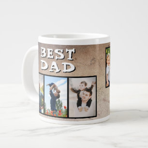 Rustic Best Dad Father's Day 6 Photo Giant Coffee Mug
