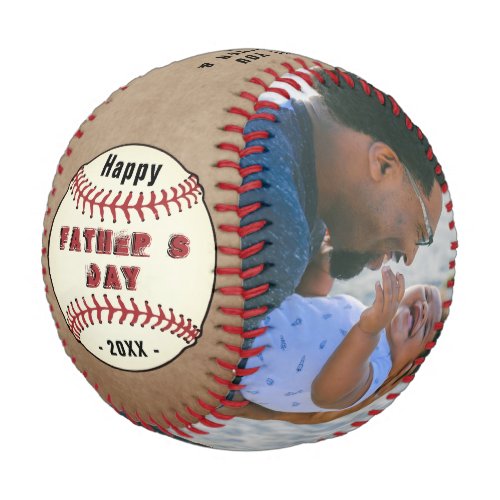 Rustic Best Dad Happy Fathers Day 2 Photo Baseball