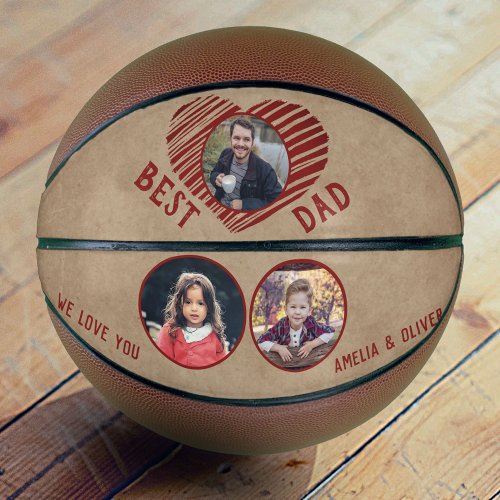Rustic Best Dad Red Heart Fathers Day 3 Photos Basketball