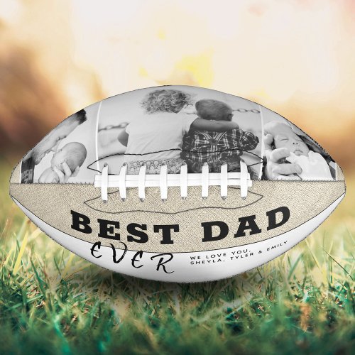 Rustic Best Dad Typography Fathers Day 3 Photo Football