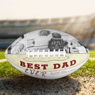 Rustic Best Dad Typography Father`s Day 3 Photo Football