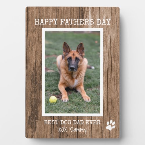 Rustic Best Dog Dad Ever Photo Fathers Day Plaque