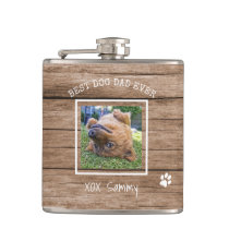 Rustic Best Dog Dad Ever Photo Personalized Flask Rustic Best Dog Dad Ever Photo Personalized Flask
