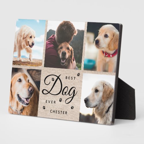 Rustic Best Dog Ever Memorial Modern Photo Collage Plaque