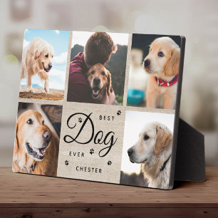 Rustic Best Dog Ever Memorial Modern Photo Collage Plaque
