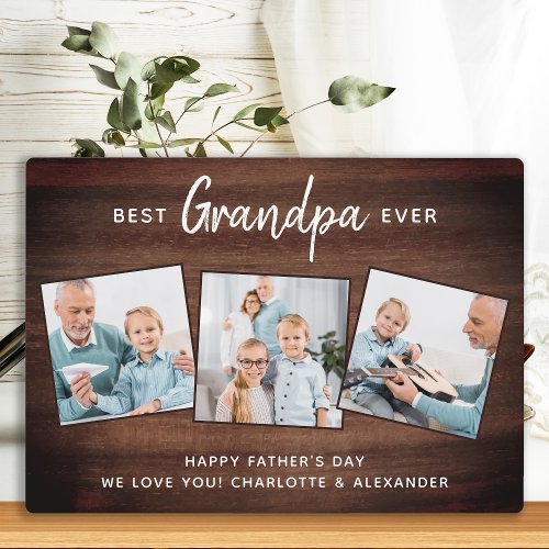 Rustic Best GRANDPA Ever Custom Photo Fathers Day Plaque