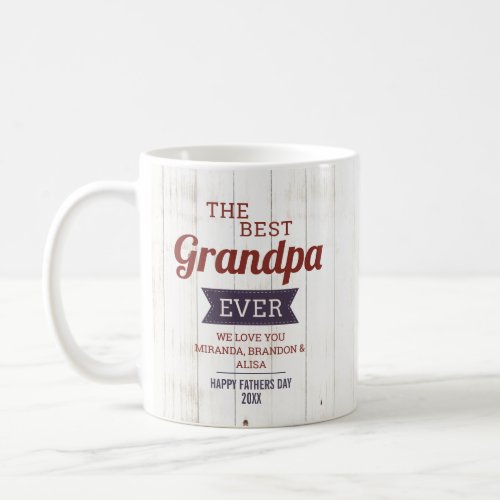 Rustic Best Grandpa Ever Fathers Day Photo Coffee Mug