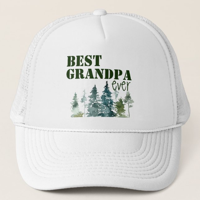 Rustic Best Grandpa Ever Trucker Hat (Front)