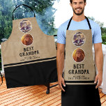 Rustic Best Grandpa Father`s Day 2 Photo Black Apron<br><div class="desc">Rustic Best Grandpa Father`s Day 2 Photo Collage Black Apron. 2 photos in oval frames - add 2 photos. Rustic beige background. You can change any text on the apron. This personalized apron is a perfect gift for a dad for Father`s Day,  birthday or Christmas.</div>