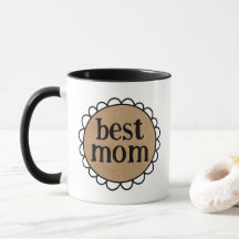 Rustic BEST MOM Scalloped Edge Flower