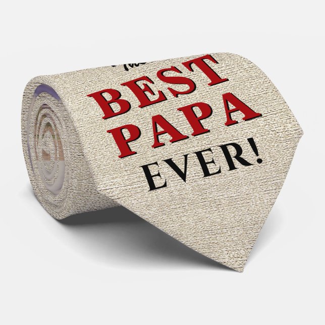Rustic Best Papa Ever Father`s Day Photo Neck Tie (Rolled)