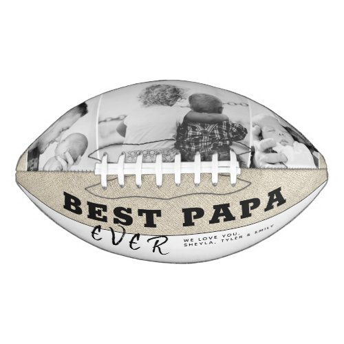 Rustic Best Papa Typography Fathers Day 3 Photo Football