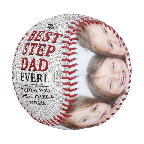 Rustic Best Step Dad Ever 2 Photo Fathers Day Bas Baseball