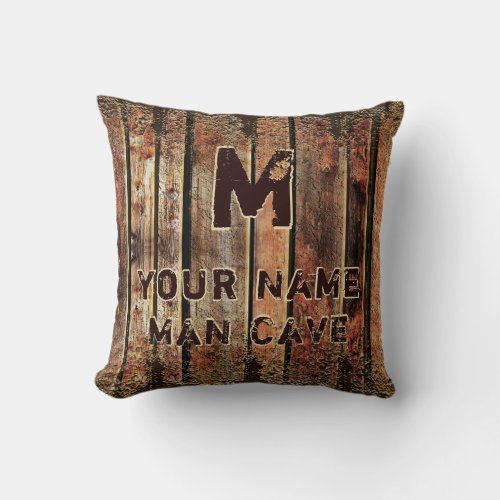 Rustic Big or Little Man Cave Pillow Personalized Throw Pillow