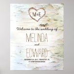 Rustic Birch Bark Heart Wedding Welcome Sign at Zazzle