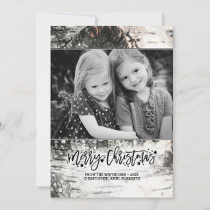 Rustic Birch Bark Merry Christmas Photo Holiday Card