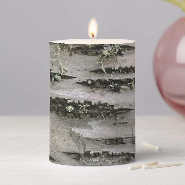 Rustic Birch Bark Pillar Candle (In Situ)