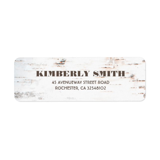 Rustic Birch Bark Texture Fall Wedding Label (Front)