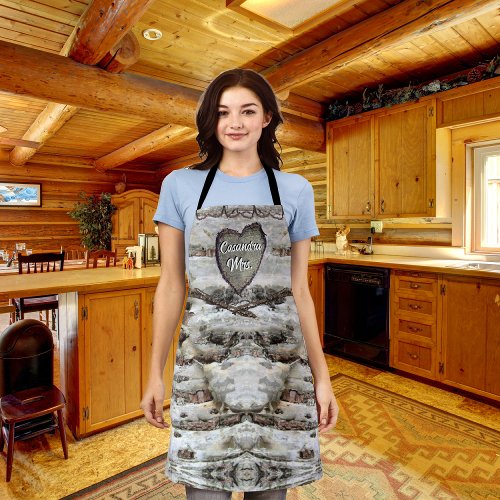 Rustic Birch Bark Wood Carved Heart Aspen Tree  Apron