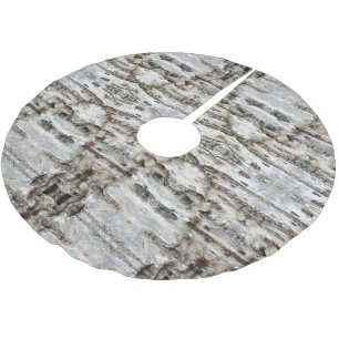 Rustic Birch Bark Wood look Brushed Polyester Tre Brushed Polyester Tree Skirt