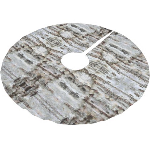 Rustic Birch Bark Wood  look Brushed Polyester Tre Brushed Polyester Tree Skirt