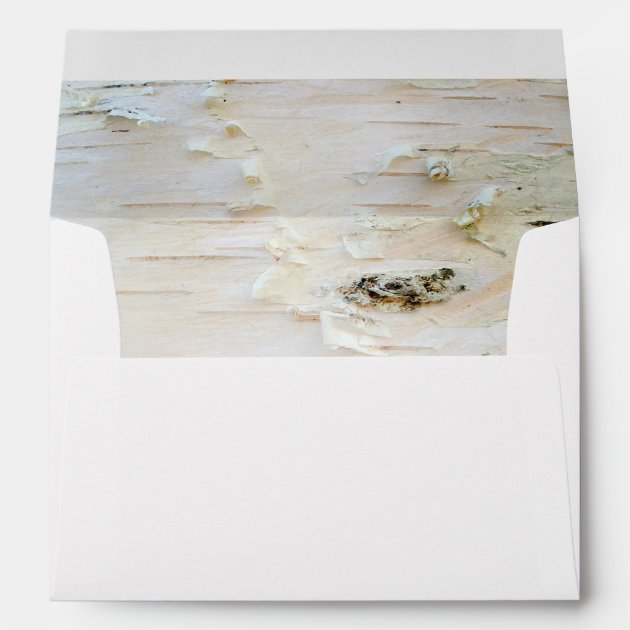Rustic Birch Bark Wooden Texture Inside Wedding Envelope