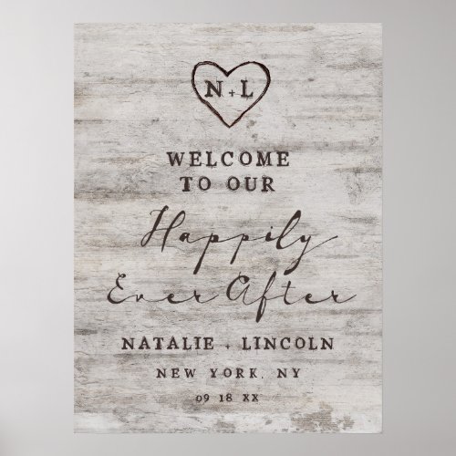 Rustic Birch Happily Ever After Reception Sign