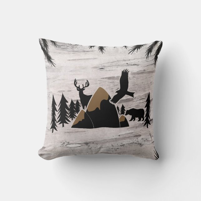 Rustic Birch Outdoor Wilderness One 1st birthday Throw Pillow (Front)