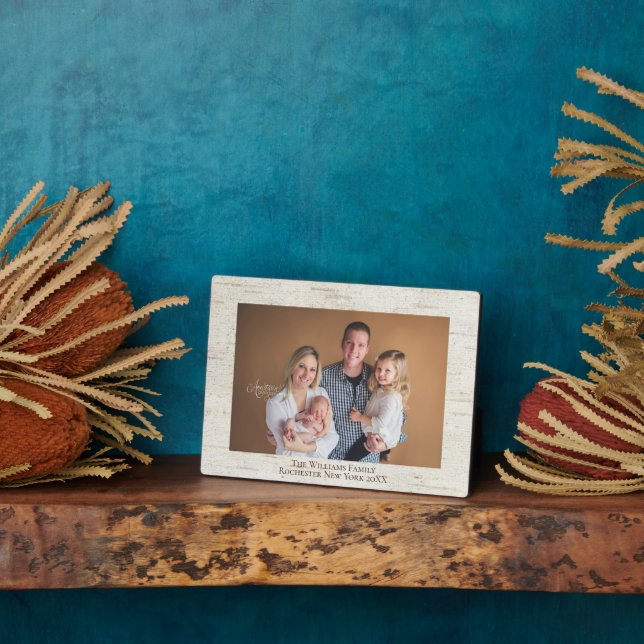 Rustic Birch Personalized Name Photo Plaque (Side)