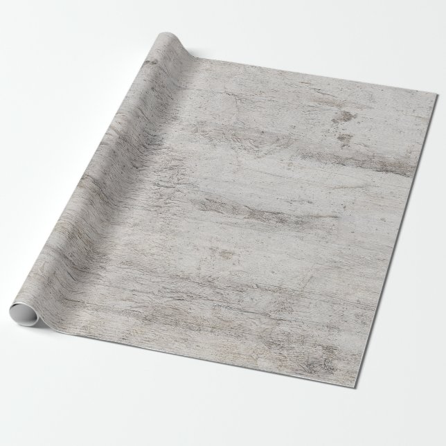 Rustic Birch Tree Aged Gray Wood Texture Wedding Wrapping Paper (Unrolled)